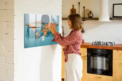 Tablă magnetică cu ștergere uscată harta lumii abstractă