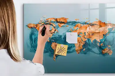 Tablă magnetică cu ștergere uscată harta lumii abstractă