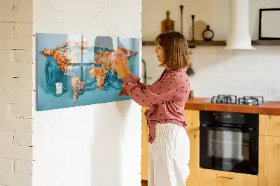 Tablă magnetică cu ștergere uscată harta lumii abstractă