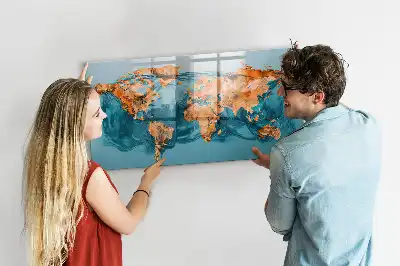 Tablă magnetică cu ștergere uscată harta lumii abstractă