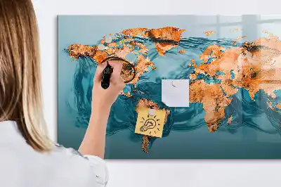 Tablă magnetică cu ștergere uscată harta lumii abstractă