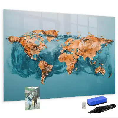 Tablă magnetică cu ștergere uscată harta lumii abstractă