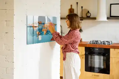 Tablă magnetică cu ștergere uscată harta lumii abstractă