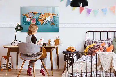 Tablă magnetică cu ștergere uscată harta lumii abstractă