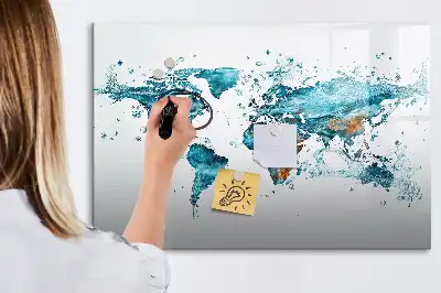 Tablă magnetică cu ștergere uscată cu hartă a lumii imprimată