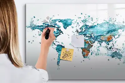Tablă magnetică cu ștergere uscată cu hartă a lumii imprimată