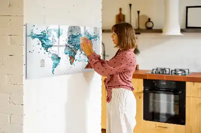 Tablă magnetică cu ștergere uscată cu hartă a lumii imprimată