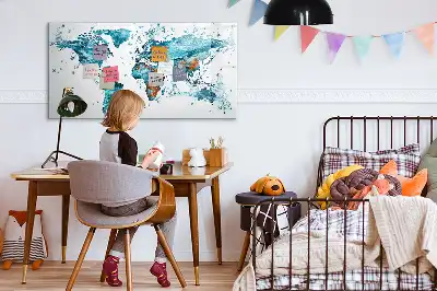 Tablă magnetică cu ștergere uscată cu hartă a lumii imprimată