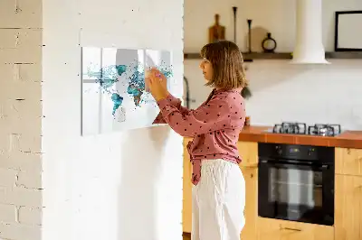 Tablă magnetică cu ștergere uscată cu hartă a lumii imprimată