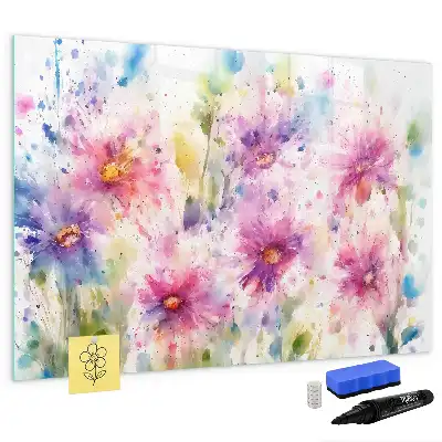 Tablă magnetică cu ștergere uscată cu model de flori pictate