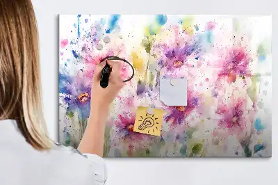 Tablă magnetică cu ștergere uscată cu model de flori pictate