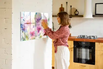Tablă magnetică cu ștergere uscată cu model de flori pictate