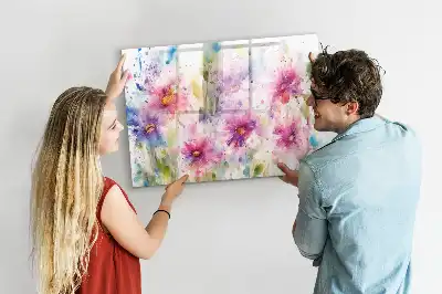 Tablă magnetică cu ștergere uscată cu model de flori pictate