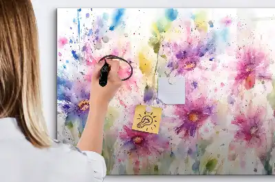 Tablă magnetică cu ștergere uscată cu model de flori pictate