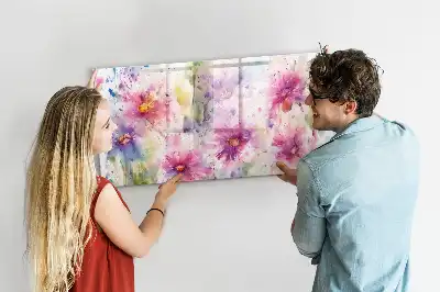 Tablă magnetică cu ștergere uscată cu model de flori pictate