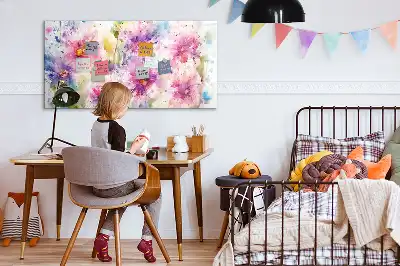Tablă magnetică cu ștergere uscată cu model de flori pictate