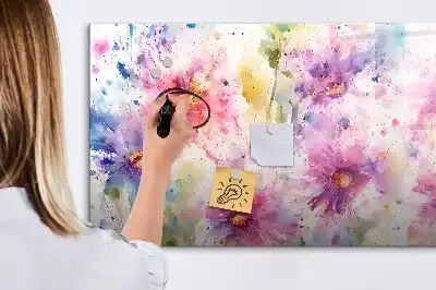 Tablă magnetică cu ștergere uscată cu model de flori pictate