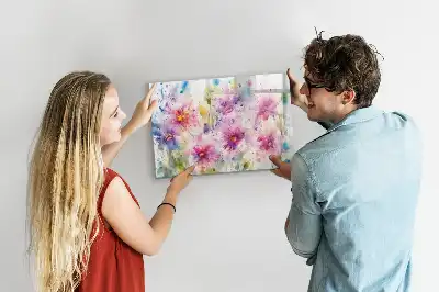 Tablă magnetică cu ștergere uscată cu model de flori pictate