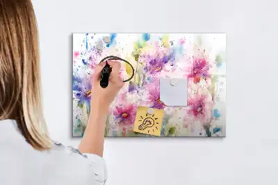 Tablă magnetică cu ștergere uscată cu model de flori pictate