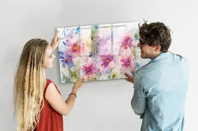 Tablă magnetică cu ștergere uscată cu model de flori pictate