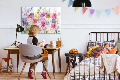 Tablă magnetică cu ștergere uscată cu model de flori pictate