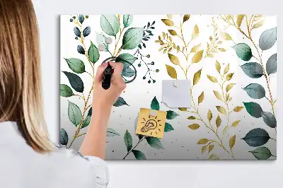 Tablă magnetică cu ștergere uscată cu model cu frunze de plante
