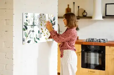 Tablă magnetică cu ștergere uscată cu model cu frunze de plante