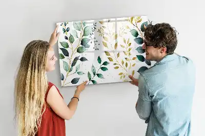 Tablă magnetică cu ștergere uscată cu model cu frunze de plante