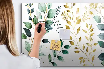 Tablă magnetică cu ștergere uscată cu model cu frunze de plante