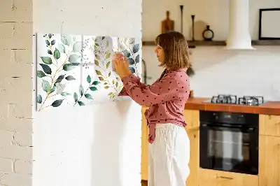 Tablă magnetică cu ștergere uscată cu model cu frunze de plante