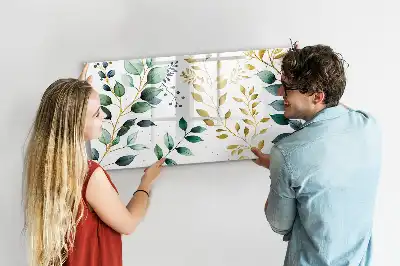 Tablă magnetică cu ștergere uscată cu model cu frunze de plante