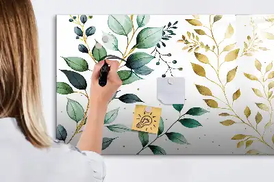 Tablă magnetică cu ștergere uscată cu model cu frunze de plante