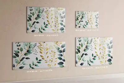 Tablă magnetică cu ștergere uscată cu model cu frunze de plante