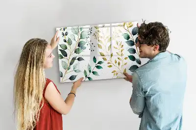 Tablă magnetică cu ștergere uscată cu model cu frunze de plante