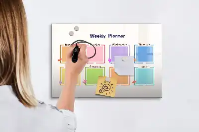 Tablă magnetică cu ștergere uscată planificator săptămânal
