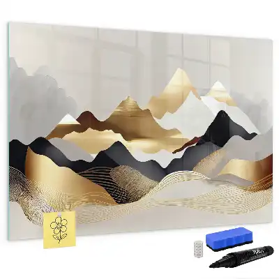 Tablă magnetică cu ștergere uscată cu imprimeu abstracție de munți
