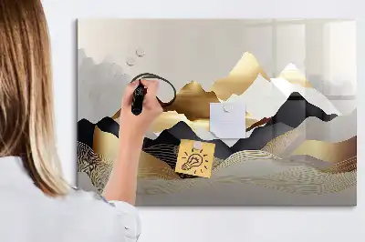 Tablă magnetică cu ștergere uscată cu imprimeu abstracție de munți