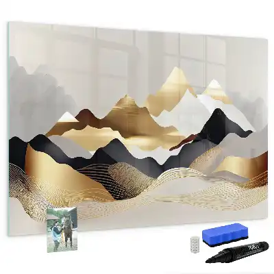 Tablă magnetică cu ștergere uscată cu imprimeu abstracție de munți