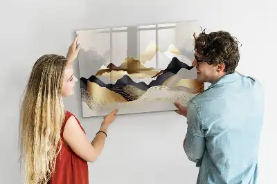 Tablă magnetică cu ștergere uscată cu imprimeu abstracție de munți