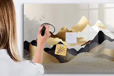 Tablă magnetică cu ștergere uscată cu imprimeu abstracție de munți