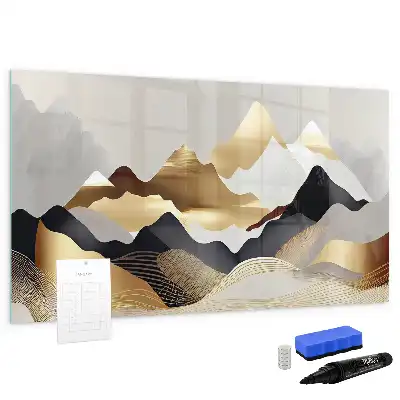 Tablă magnetică cu ștergere uscată cu imprimeu abstracție de munți
