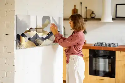 Tablă magnetică cu ștergere uscată cu imprimeu abstracție de munți