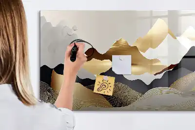 Tablă magnetică cu ștergere uscată cu imprimeu abstracție de munți
