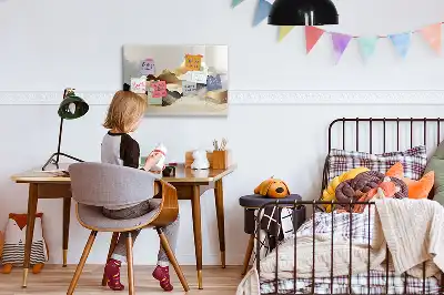 Tablă magnetică cu ștergere uscată cu imprimeu abstracție de munți