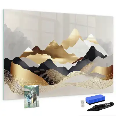 Tablă magnetică cu ștergere uscată cu imprimeu abstracție de munți