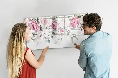 Tablă magnetică cu ștergere uscată cu model de trandafiri în acuarelă