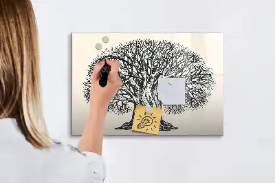 Tablă magnetică cu ștergere uscată cu model copac mare în natură