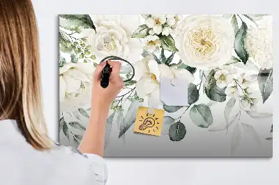 Tablă magnetică cu ștergere uscată model Flori