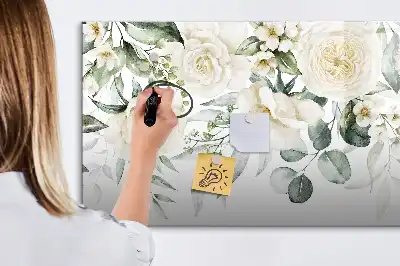 Tablă magnetică cu ștergere uscată model Flori
