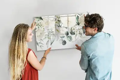 Tablă magnetică cu ștergere uscată model Flori